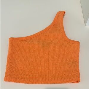 American Eagle Outfitters Orange Asymmetrical Ribbed Tank Top